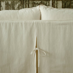 Coco 2.5 seater sofa with Self Piped Knife Edge cushion in Cotton Linen White Camellia - Made to Order