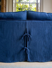 Coco 2.5 seater sofa with Self Piped Box Edge cushion in Designers Guild Brera Lino Indigo - Made to Order