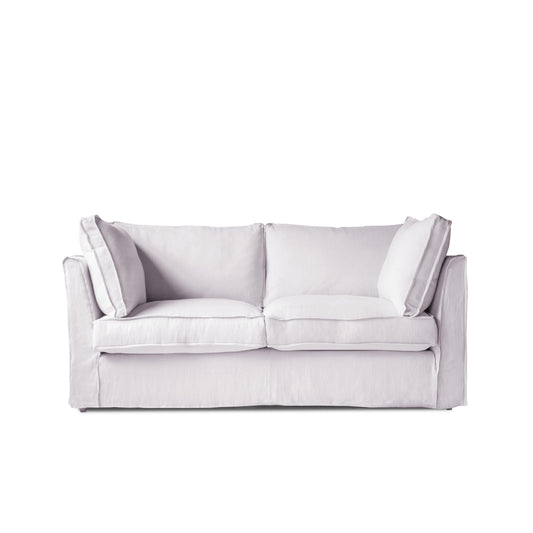 Coco 2.5 seater sofa with Self Piped Box Edge cushion in Cotton Linen Sea Salt - Available Now