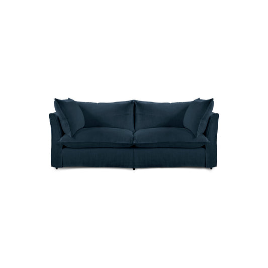 Coco 2.5 seater sofa with Knife Edge cushion in Indigo Linen - Made to Order