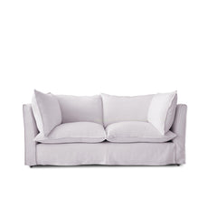 Coco 2.5 seater sofa with Self Piped Knife Edge cushion in Cotton Linen Sea Salt - Made to Order