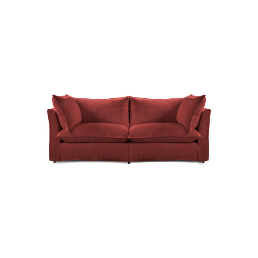 Coco 2.5 seater sofa with Knife Edge cushion in Rouge Linen - Made to Order