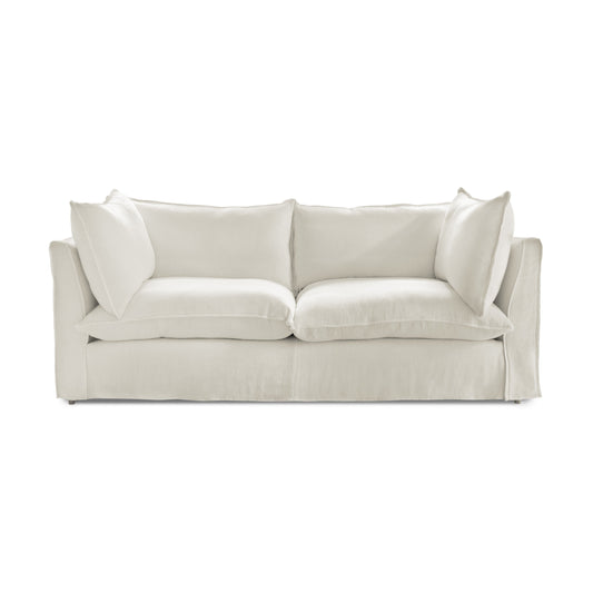 Coco 3 seater sofa with Self Piped Knife Edge cushion in Cotton Linen Cool Coconut - Made to Order