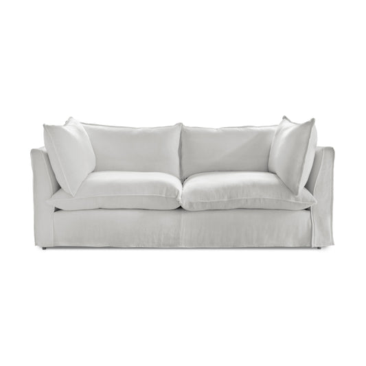 Coco 3 seater sofa with Self Piped Knife Edge cushion in Cotton Linen White Camellia - Made to Order