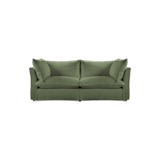 Coco 2.5 seater sofa with Knife Edge cushion in Moss Linen - Made to Order