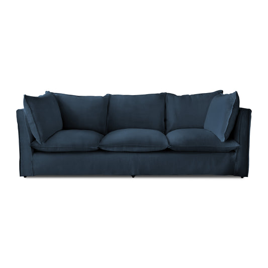 Coco 3.5 seater sofa with Self Piped Knife Edge cushion in Cotton Linen Riviera - Made to Order