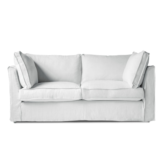 Coco 2.5 seater sofa with Self Piped Box Edge cushion in Cotton Linen Snow Drop - Ex-Display