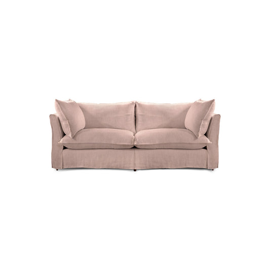 Coco 2.5 seater sofa with Knife Edge cushion in Dusky Pink Linen - Made to Order