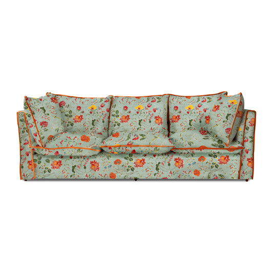 Coco 3.5 seater sofa with Contrast Piped Knife Edge cushion in Andrew Martin Wildwood Duck Egg - Available for Quick Ship