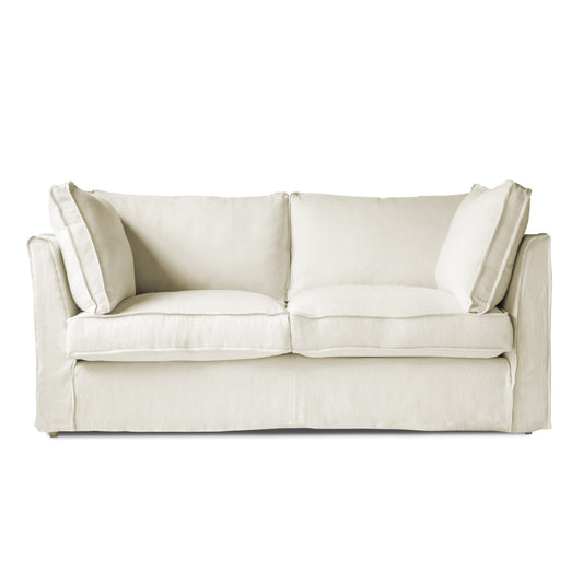 Coco 2.5 seater sofa with Self Piped Box Edge cushion in Cotton Linen Cool Coconut - Made to Order