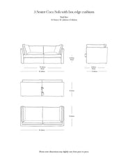 Coco 3 seater sofa with Self Piped Box Edge cushion in Customers Own Material (excl. Fabric) - Made to Order