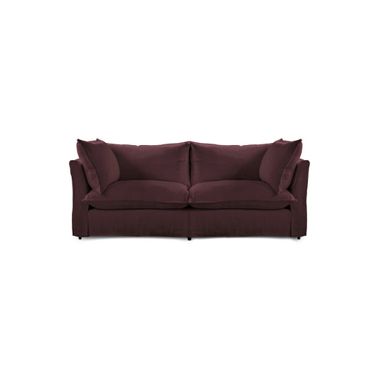 Coco 2.5 seater sofa with Knife Edge cushion in Damson Linen - Made to Order