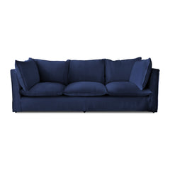 Coco 3.5 seater sofa with Self Piped Knife Edge cushion in Cotton Linen Inkspot - Made to Order