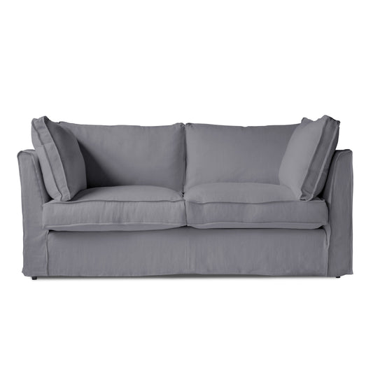 Coco 2.5 seater sofa with Self Piped Box Edge cushion in Cotton Linen Thistle - Made to Order