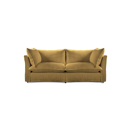 Coco 2.5 seater sofa with Knife Edge cushion in Ochre Linen - Made to Order