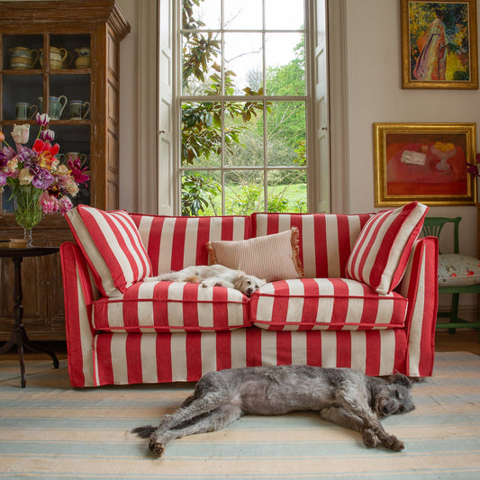 Coco 2.5 seater sofa with Self Piped Box Edge cushion in Stripes Petunia - Made to Order