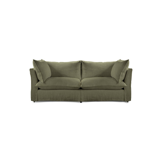 Coco 2.5 seater sofa with Knife Edge cushion in Sage Linen - Made to Order