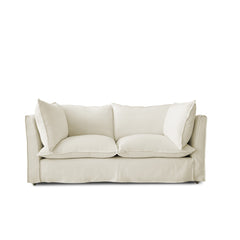 Coco 2.5 seater sofa with Self Piped Knife Edge cushion in Cotton Linen Cool Coconut - Made to Order