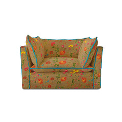 Coco Loveseat with Contrast Piped Knife Edge cushions in Wildwood Twig - Made to order