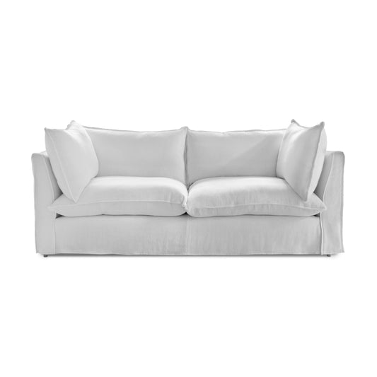 Coco 3 seater sofa with Self Piped Knife Edge cushion in Cotton Linen Snow Drop - Available for Quick Ship