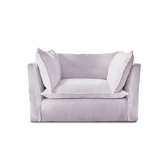 Coco Loveseat with Self Piped Knife Edge cushion in Cotton Linen Sea Salt - Made to Order