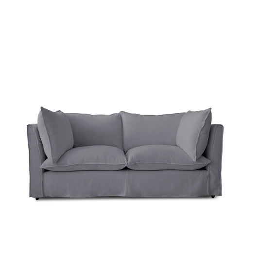 Coco 2.5 seater sofa with Self Piped Knife Edge cushion in Cotton Linen Thistle - Made to Order