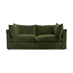 Coco 3 seater sofa with Self Piped Knife Edge cushion in Cotton Linen Evergreen - Made to Order