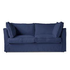 Coco 2.5 seater sofa with Self Piped Box Edge cushion in Cotton Linen Inkspot - Made to Order