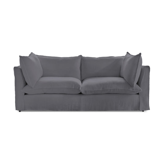 Coco 3 seater sofa with Self Piped Knife Edge cushion in Cotton Linen Thistle - Available for Quick Ship