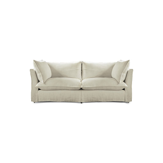 Coco 2.5 seater sofa with Knife Edge cushion in Ivory Linen - Made to Order