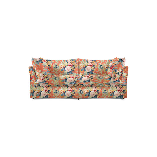 Coco 2.5 seater sofa with Knife Edge cushion in Coral Orange - Made to Order