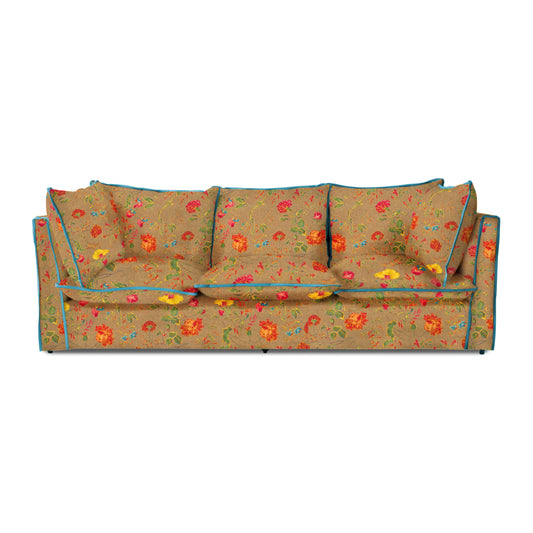 Coco 3.5 seater sofa with Contrast Piped Knife Edge cushion in Andrew Martin Wildwood Twig - Available for Quick Ship