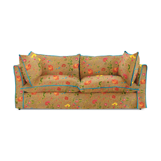 Coco 3 seater sofa with Contrast Piped Knife Edge cushion in Andrew Martin Wildwood Twig - Made to Order