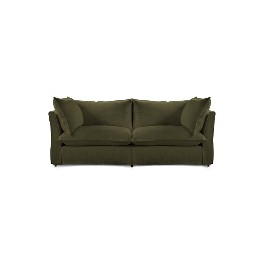 Coco 2.5 seater sofa with Knife Edge cushion in Khaki Linen - Made to Order