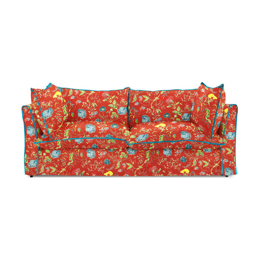 Coco 3 seater sofa with Contrast Piped Knife Edge cushion in Andrew Martin Wildwood Pumpkin - Made to Order