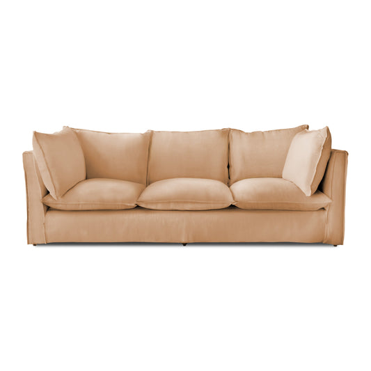 Coco 3.5 seater sofa with Self Piped Knife Edge cushion in Cotton Linen Rosedale - Made to Order