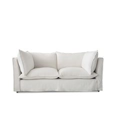 Coco 2.5 seater sofa with Self Piped Knife Edge cushion in Cotton Linen White Camellia - Made to Order