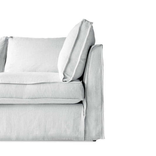 Coco 2.5 seater sofa with Self Piped Box Edge cushion in Cotton Linen Snow Drop - Ex-Display