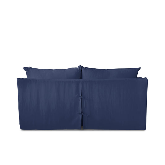 Coco 2.5 seater sofa with Self Piped Knife Edge cushion in Cotton Linen Inkspot - Made to Order