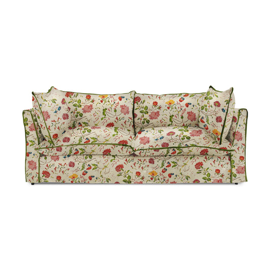 Coco 3 seater sofa with Contrast Piped Knife Edge cushion in Andrew Martin Wildwood Ivory - Available for Quick Ship