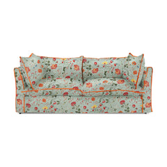 Coco 3 seater sofa with Contrast Piped Knife Edge cushion in Andrew Martin Wildwood Duck Egg - Available for Quick Ship