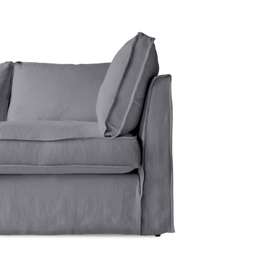 Coco 2.5 seater sofa with Self Piped Box Edge cushion in Cotton Linen Thistle - Made to Order