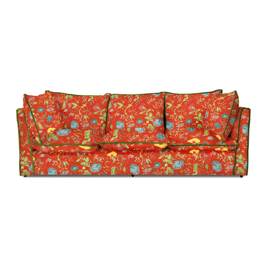 Coco 3.5 seater sofa with Contrast Piped Knife Edge cushion in Andrew Martin Wildwood Pumpkin - Available for Quick Ship