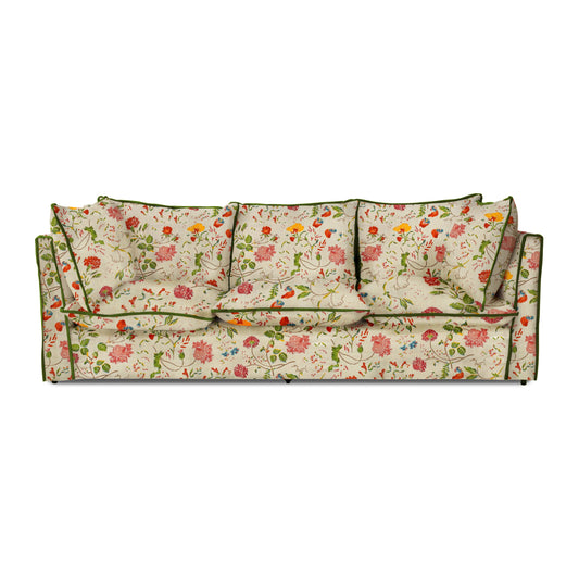 Coco 3.5 seater sofa with Contrast Piped Knife Edge cushion in Andrew Martin Wildwood Ivory - Available for Quick Ship