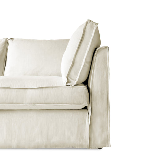 Coco 2.5 seater sofa with Self Piped Box Edge cushion in Cotton Linen Cool Coconut - Made to Order