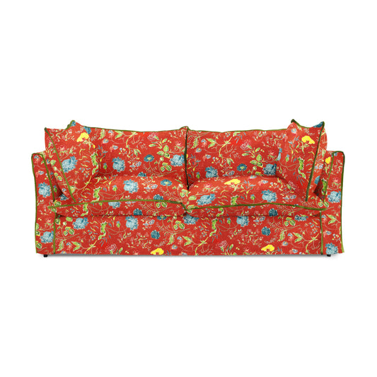 Coco 3 seater sofa with Contrast Piped Knife Edge cushion in Andrew Martin Wildwood Pumpkin - Made to Order