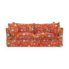 Coco 3 seater sofa with Contrast Piped Knife Edge cushion in Andrew Martin Wildwood Pumpkin - Made to Order