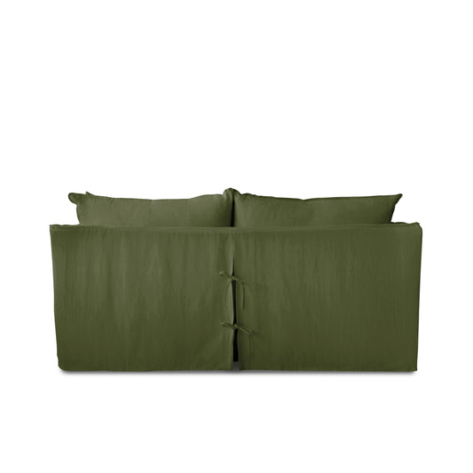 Coco 2.5 seater sofa with Self Piped Knife Edge cushion in Cotton Linen Evergreen - Made to Order