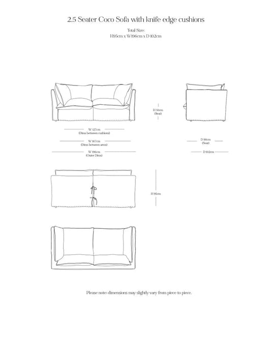 Coco 2.5 seater sofa with Self Piped Knife Edge cushion in Andrew Martin Midsummer Faded Blue - Available Now