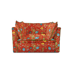 Coco Loveseat with Contrast Piped Knife Edge cushions in Wildwood Pumpkin - Made to order